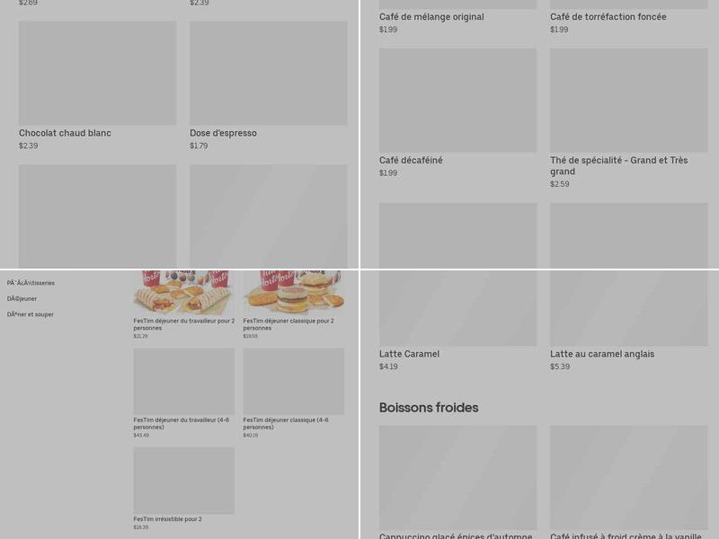 Tim Hortons Menu