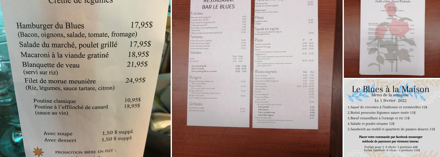 Le Blues Menu