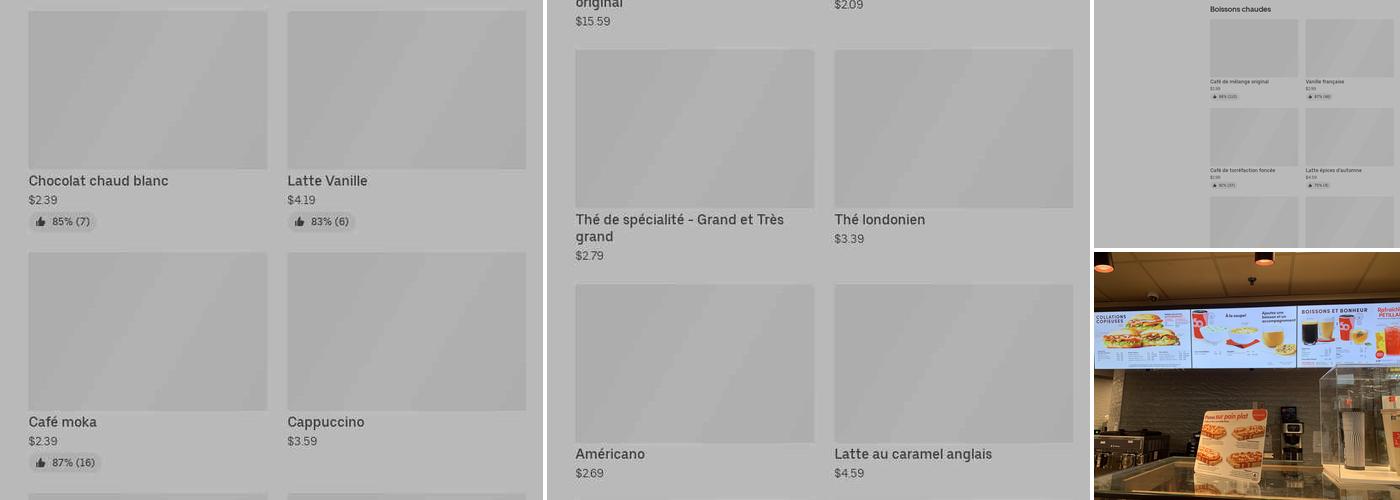 Tim Hortons Menu