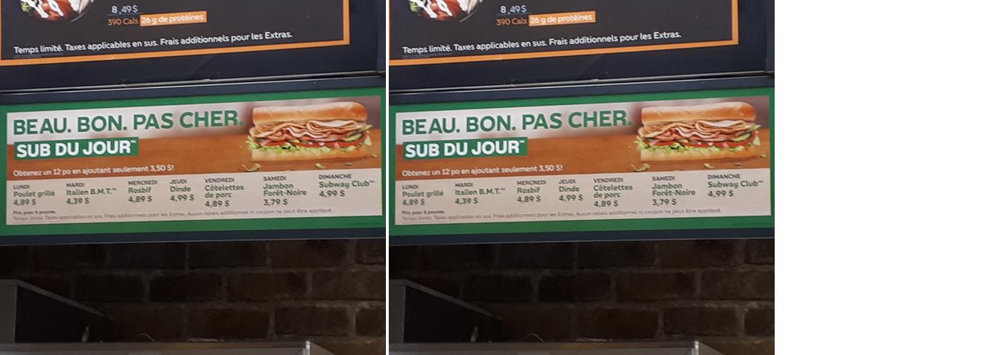 Subway Menu