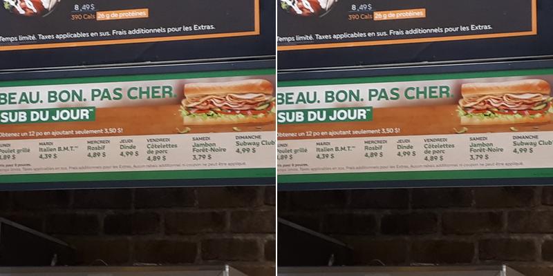 Subway Menu