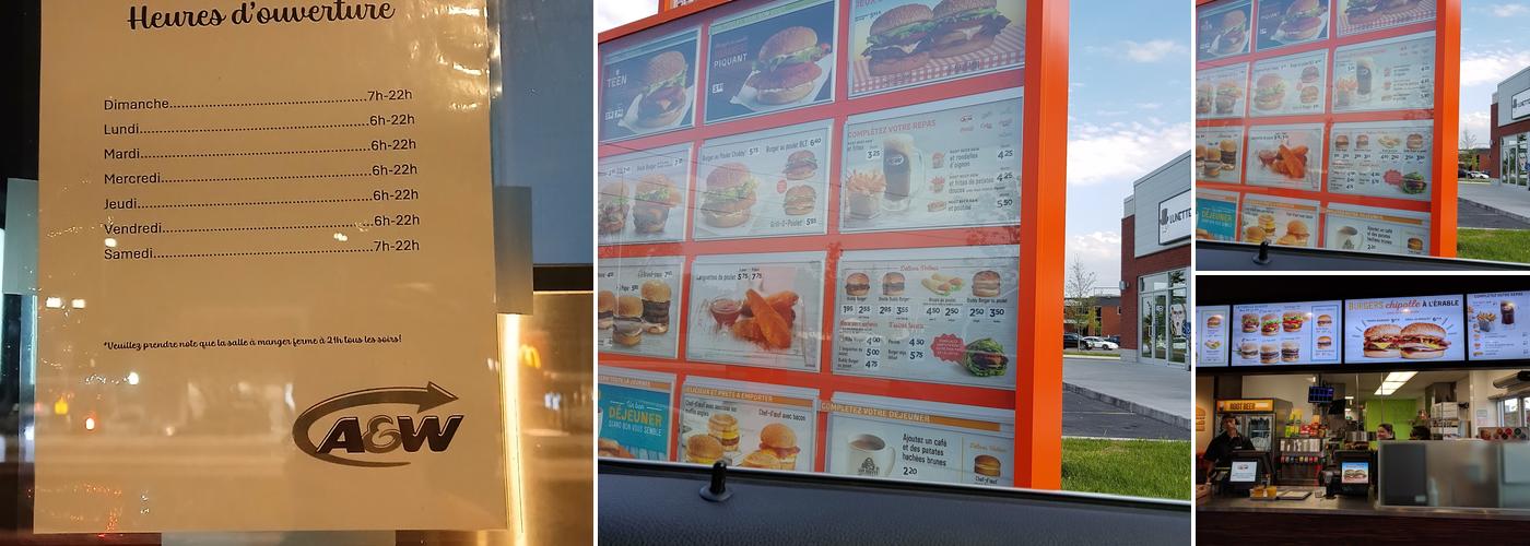 A&W Canada Menu