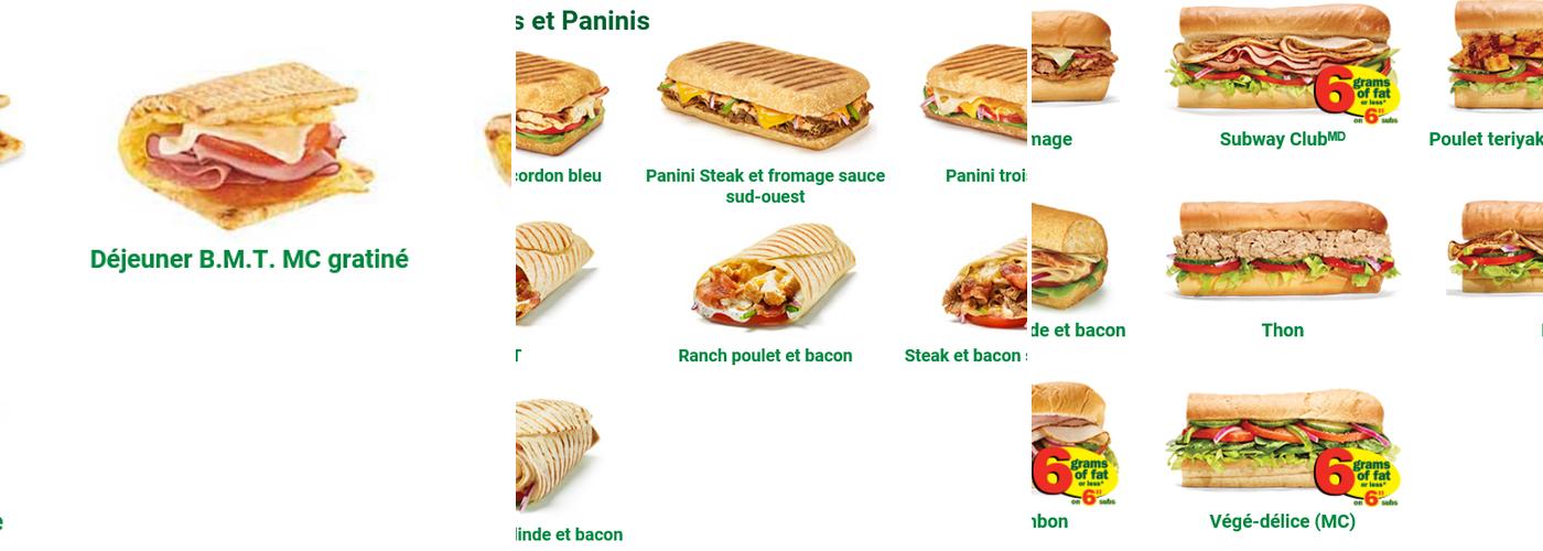 Subway Menu