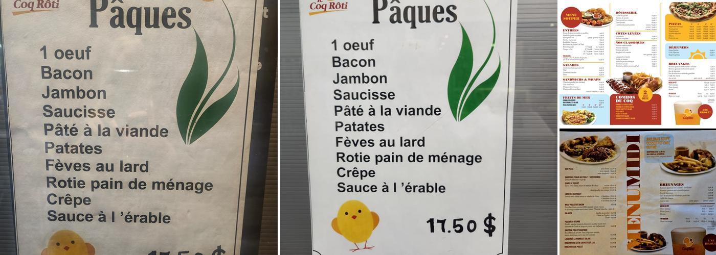 Le Coq Rôti Menu