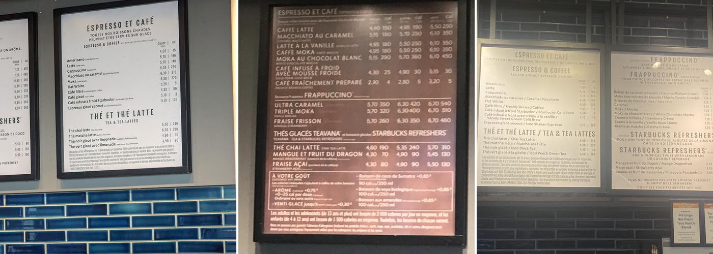 Starbucks Menu