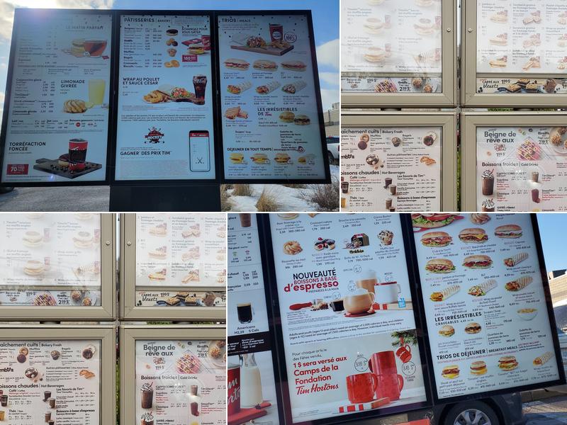 Tim Hortons Menu