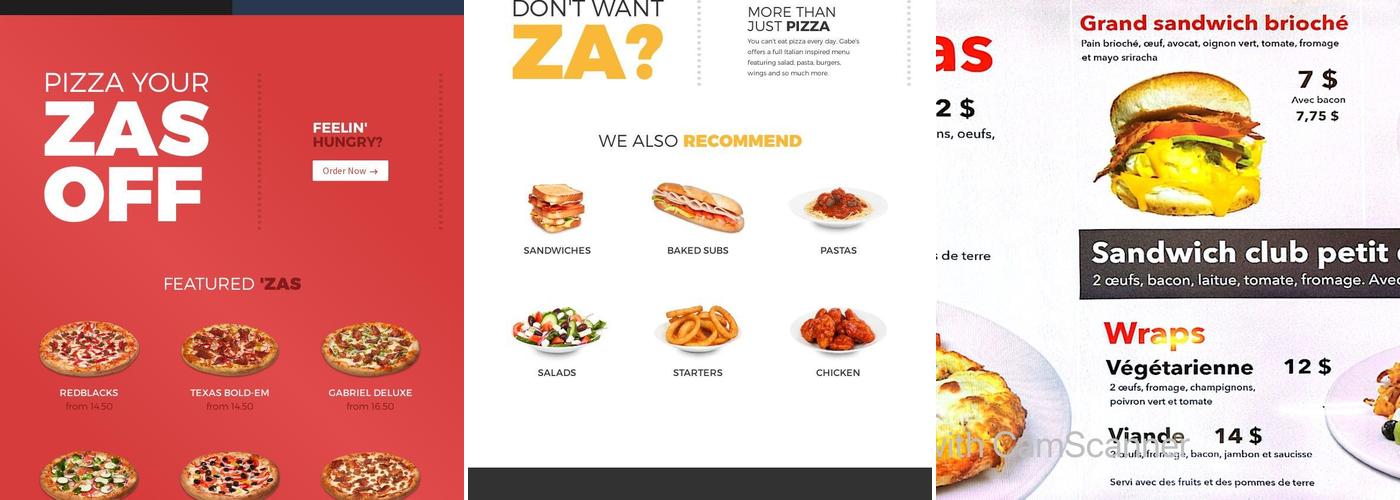 Gabriel Pizza Menu