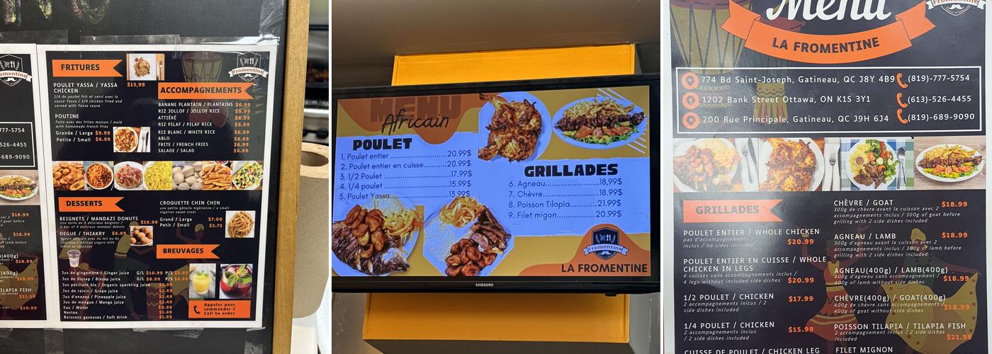 La Fromentine Menu
