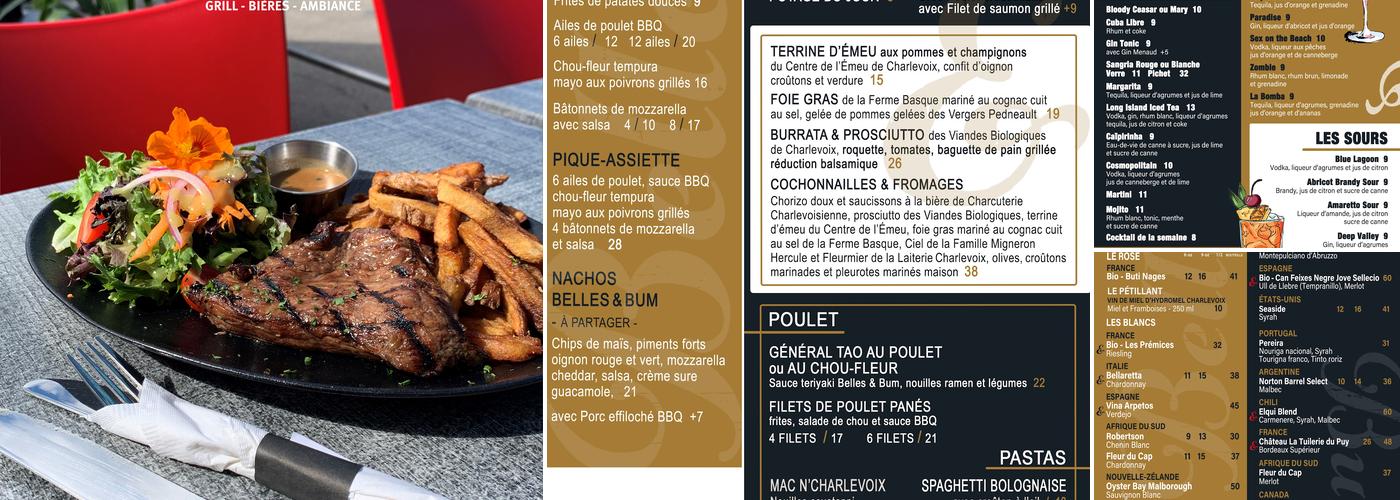 Resto-Pub Belles & Bum Menu