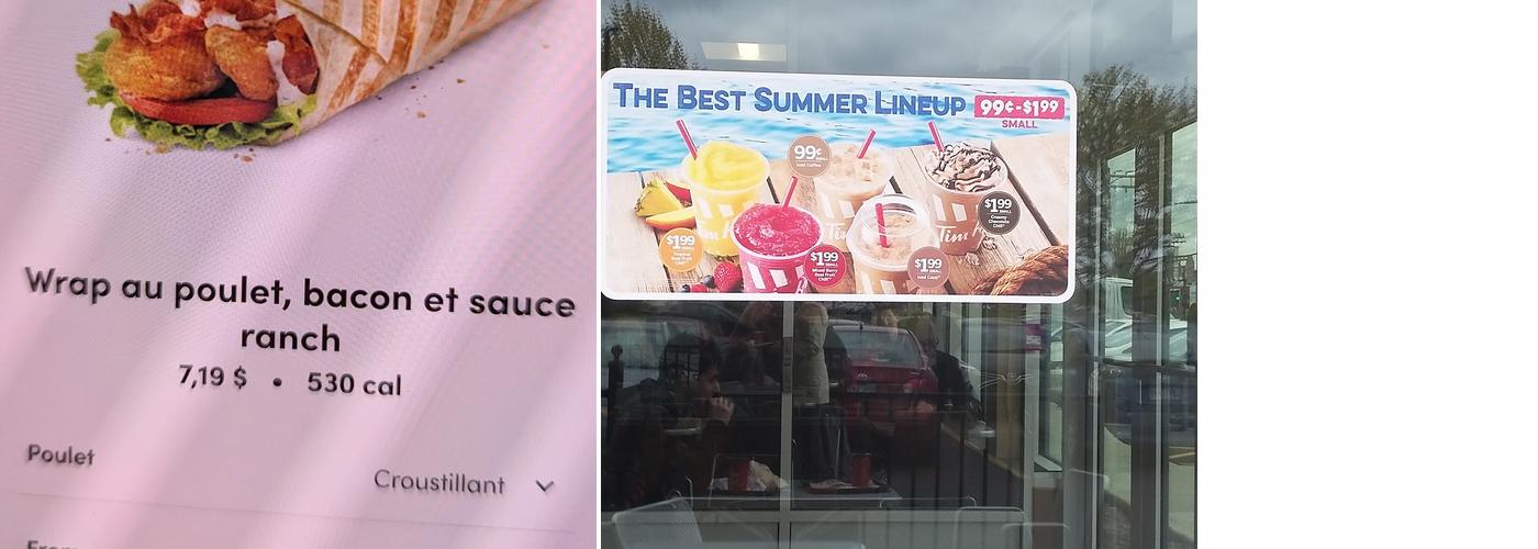 Tim Hortons Menu