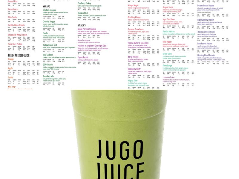 Jugo Juice Menu