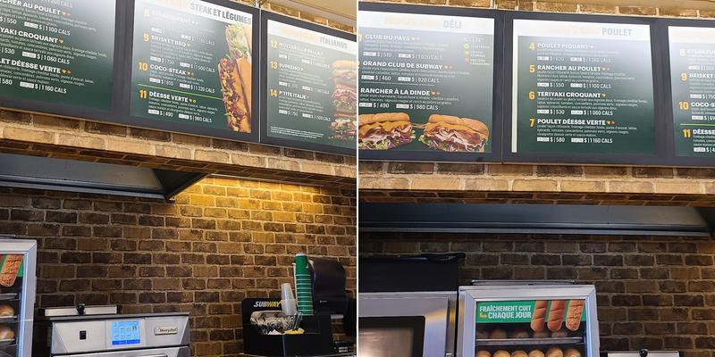 Subway Menu
