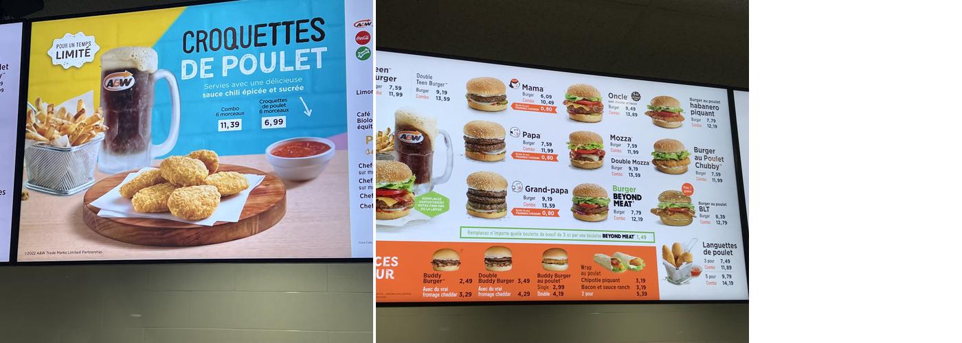 A&W Canada Menu