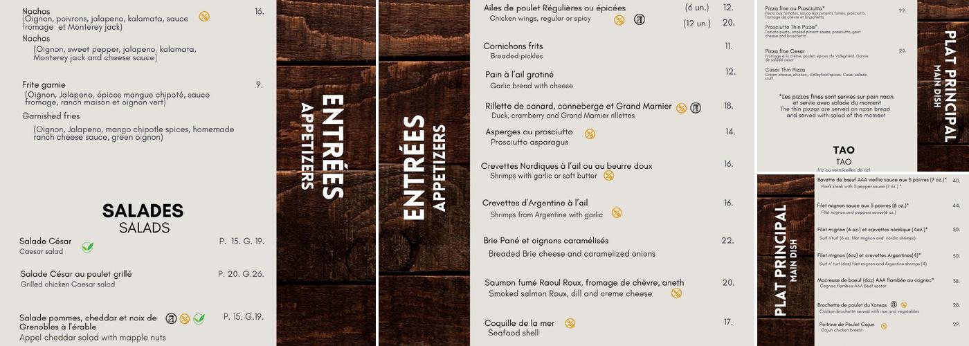 Resto-Bar L'Imprévu & Resto La Terrasse Menu