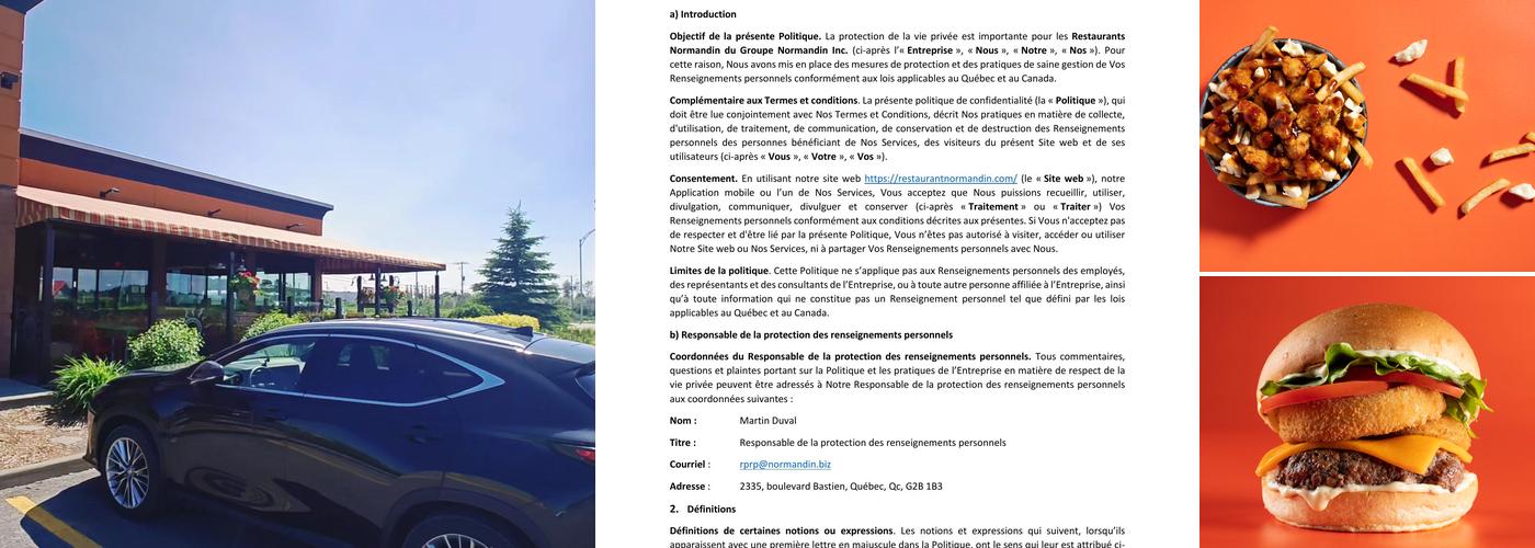 Restaurant Normandin Mont-Joli Menu