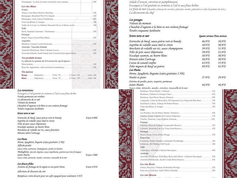 Restaurant La Couvee Menu