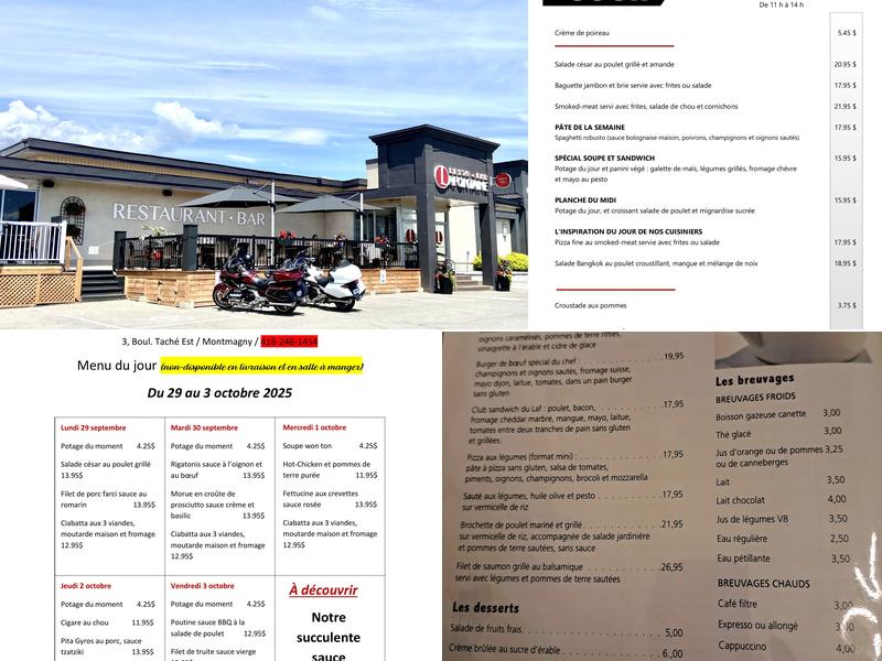 Resto-Bar Lafontaine Menu