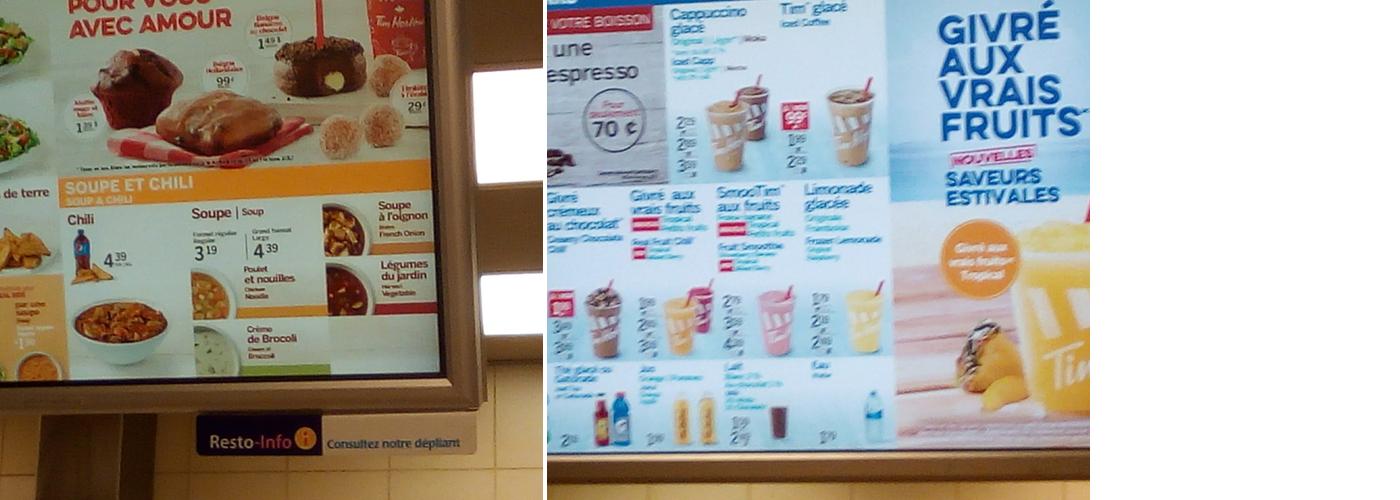 Tim Hortons Menu