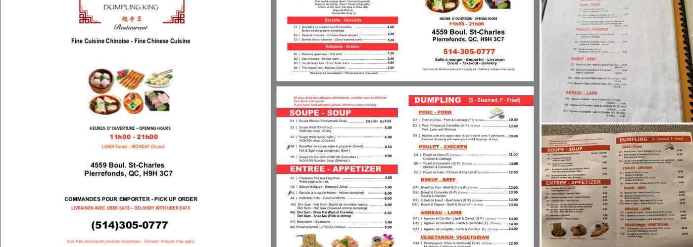 Dumpling King Menu