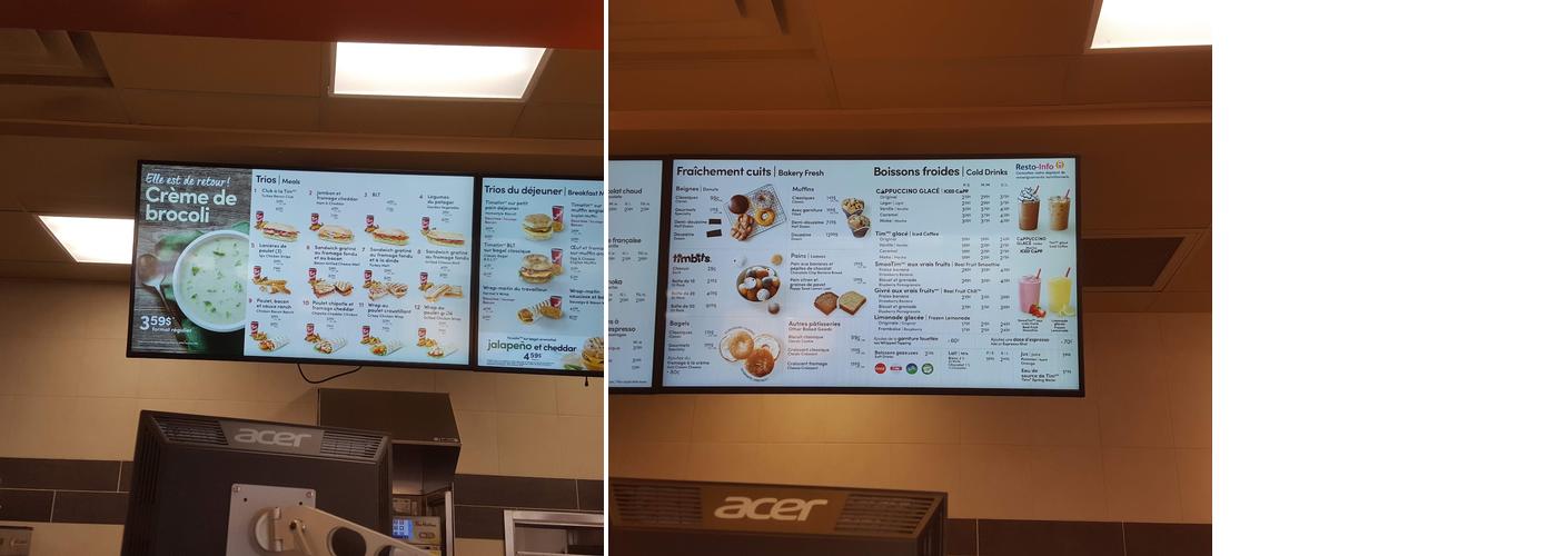 Tim Hortons Menu