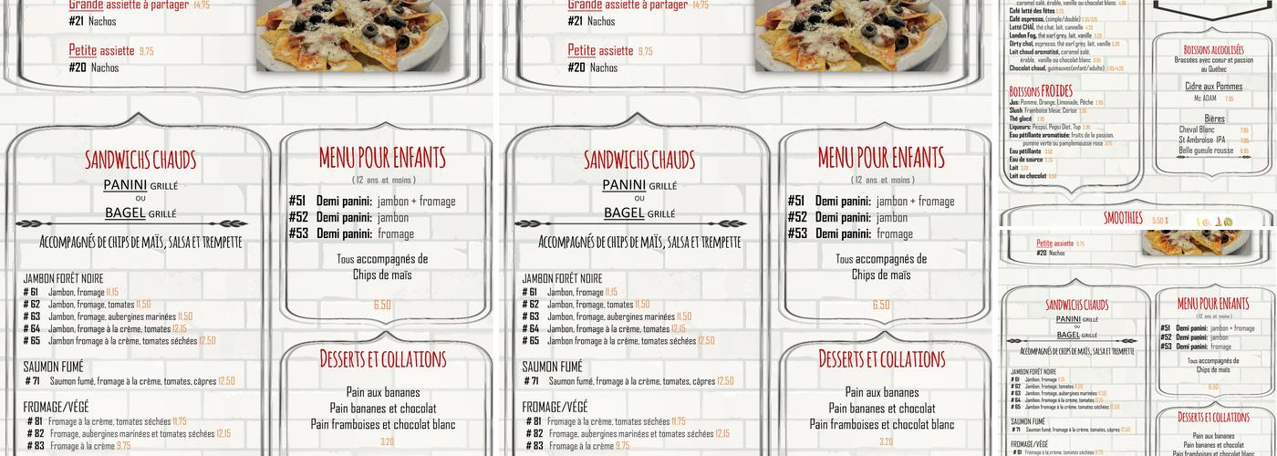 Céramic Café Studio Québec Menu