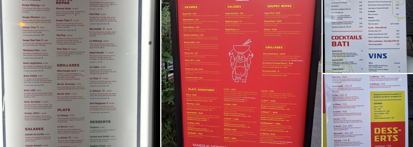 Bati Cantine Cambodgienne Menu