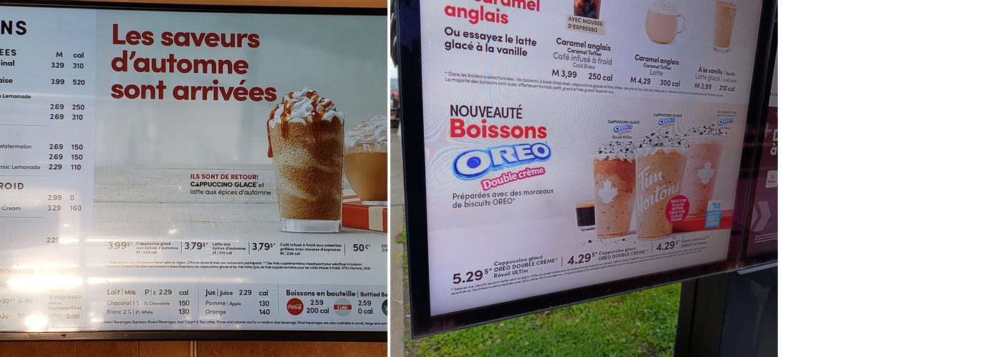 Tim Hortons Menu