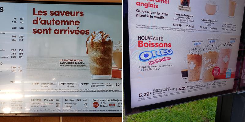 Tim Hortons Menu
