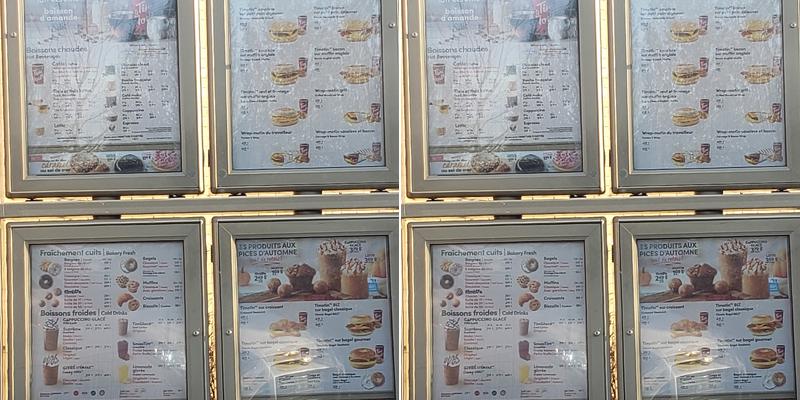 Tim Hortons Menu