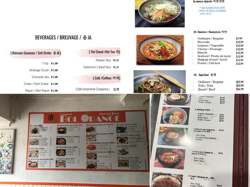Bol Orange Menu
