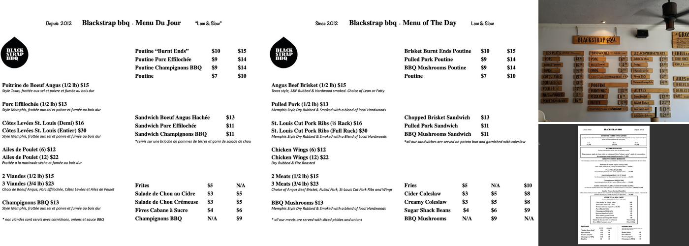 Blackstrap BBQ Menu