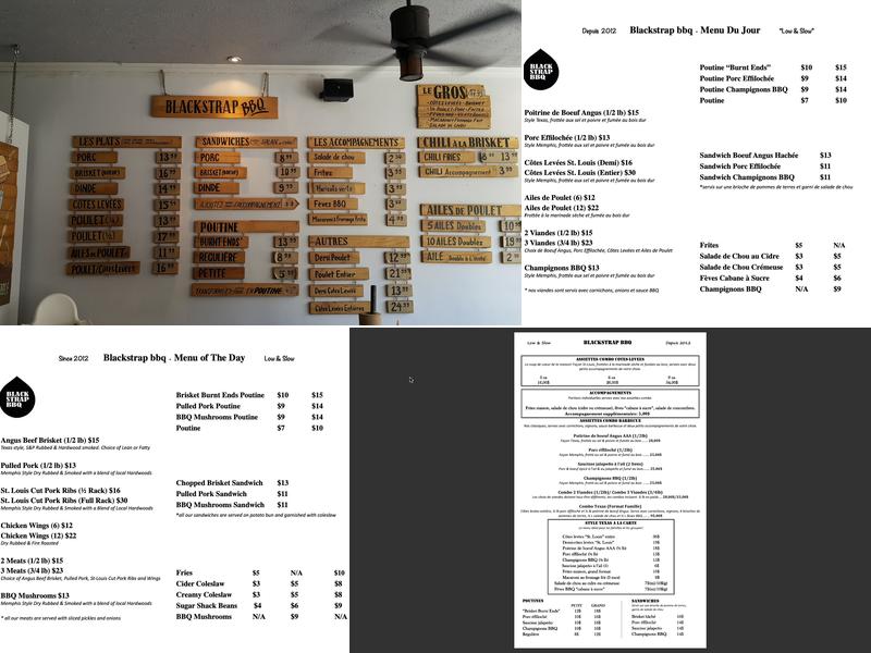 Blackstrap BBQ Menu