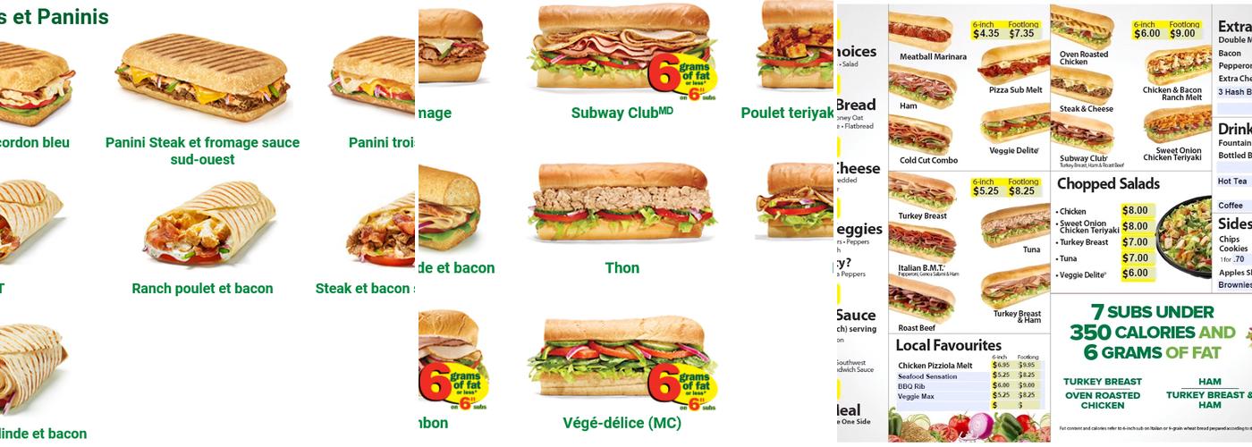 Subway Menu