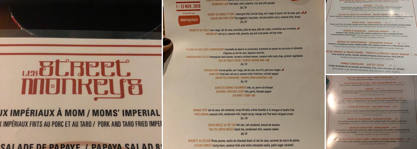 Les Street Monkeys Menu