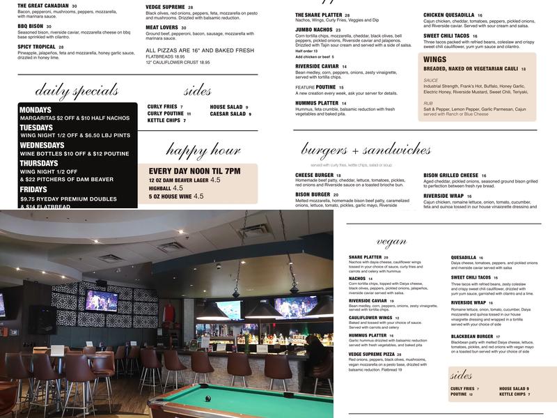 The Riverside: Tap & Table Menu