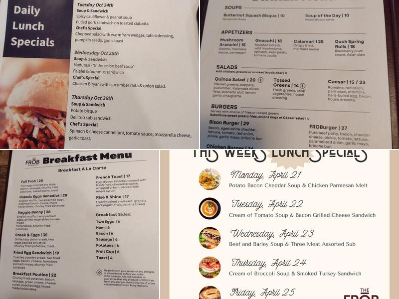 The Frob Kitchen & Eatery Menu