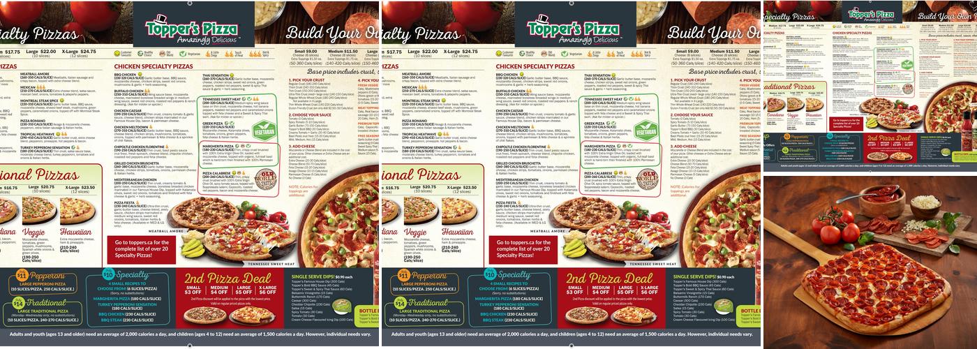 Topper's Pizza - Kirkland Lake Menu