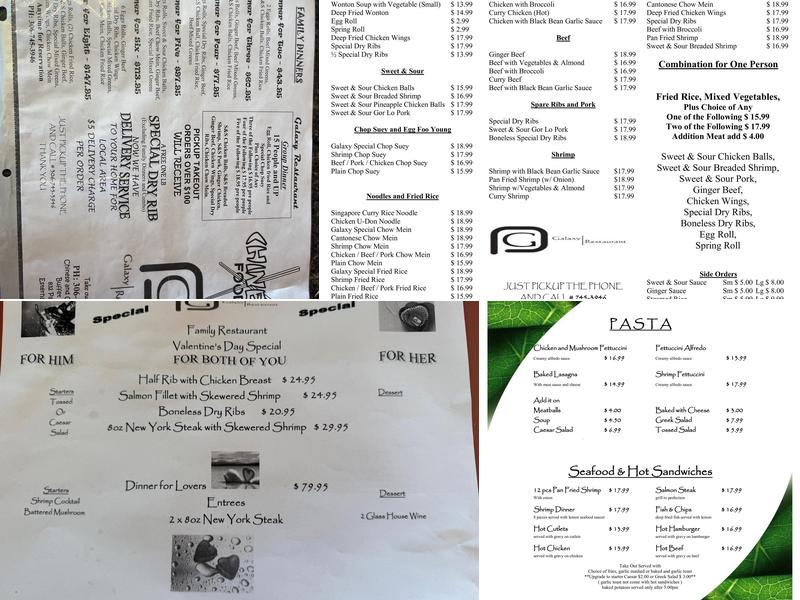 Galaxy Restaurant Menu