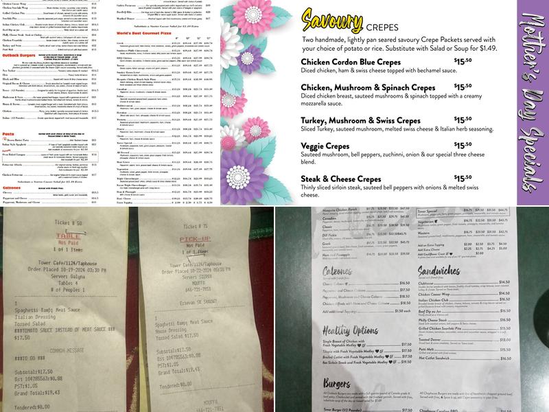 Tower Cafe Menu
