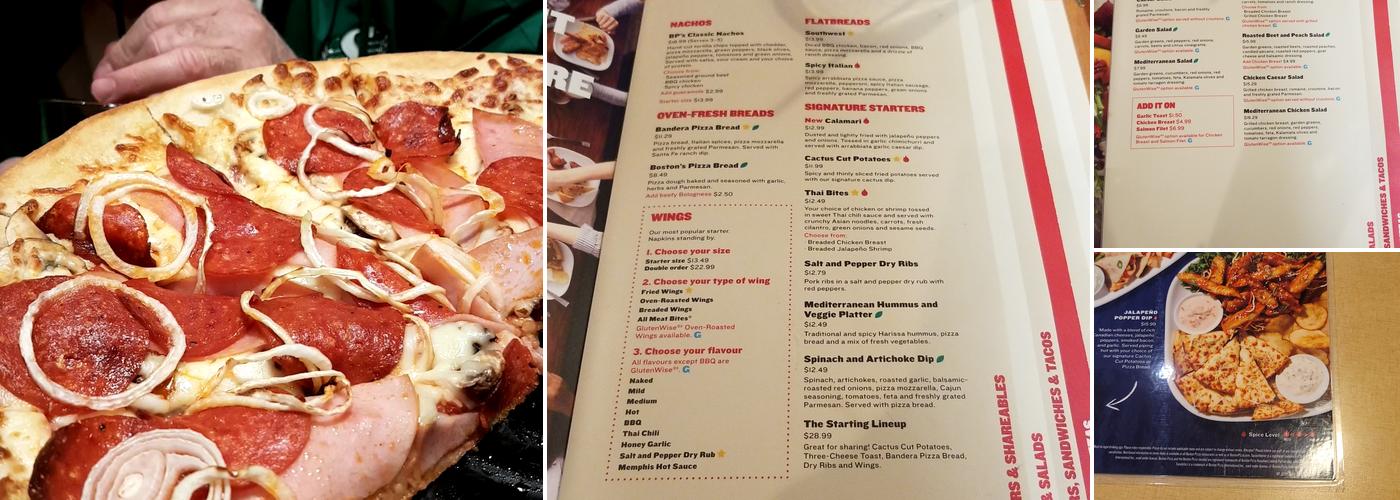 Boston Pizza Menu