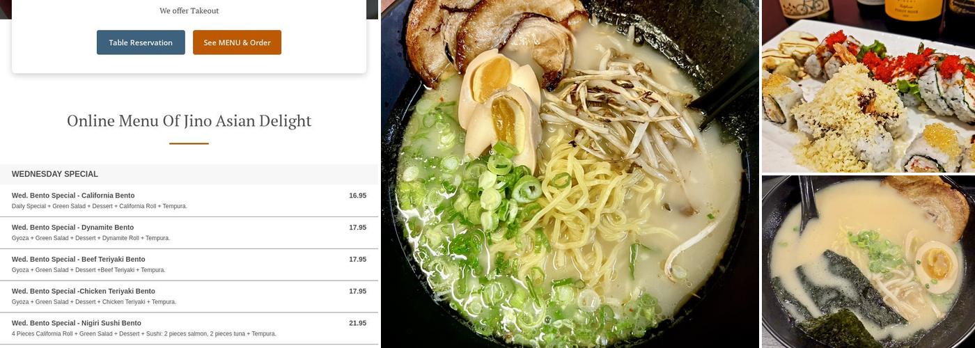 Jino Asian Delight Menu