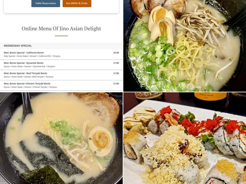 Jino Asian Delight Menu