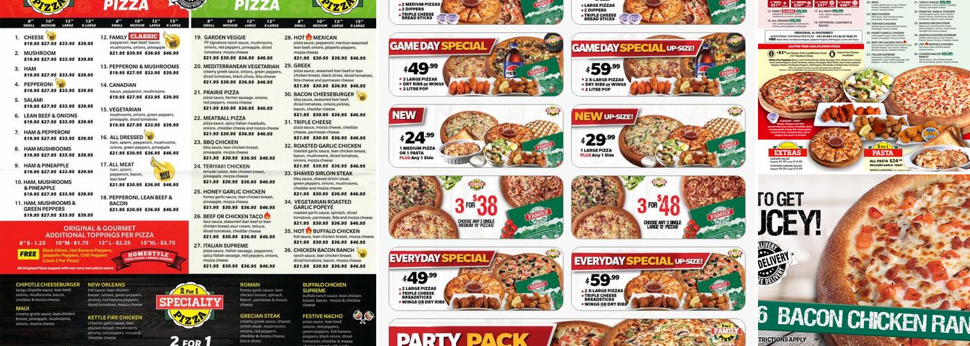 Family Pizza Menu