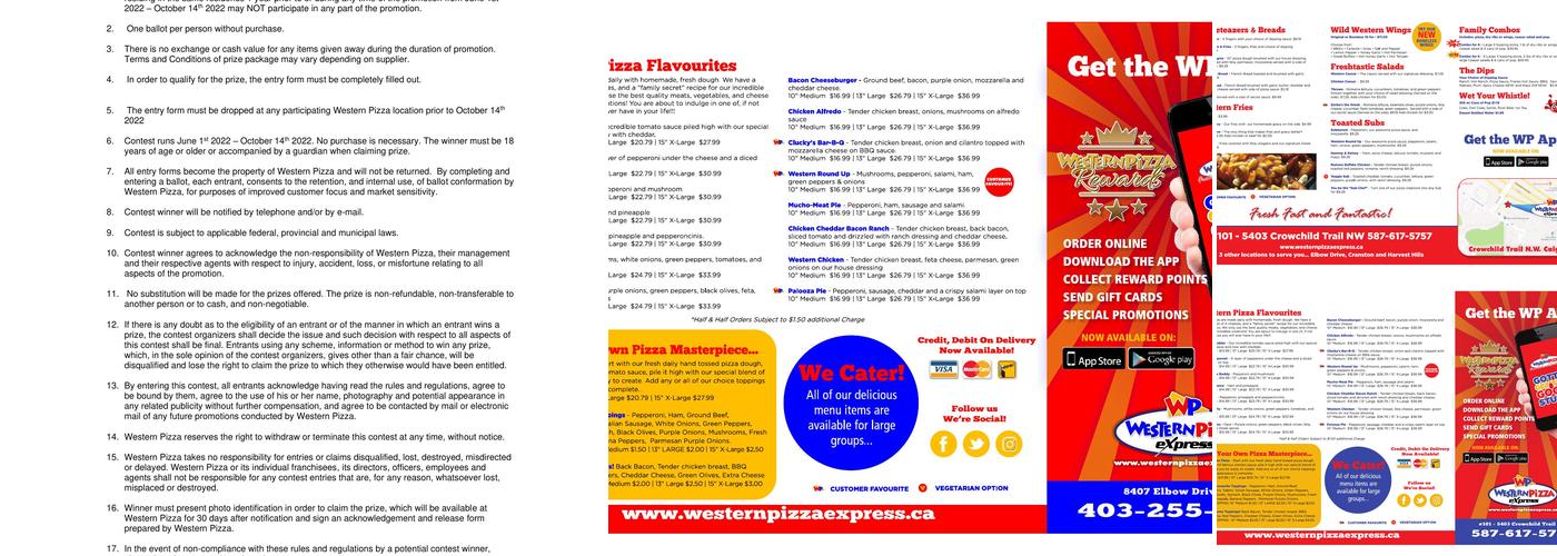 Western Pizza Menu