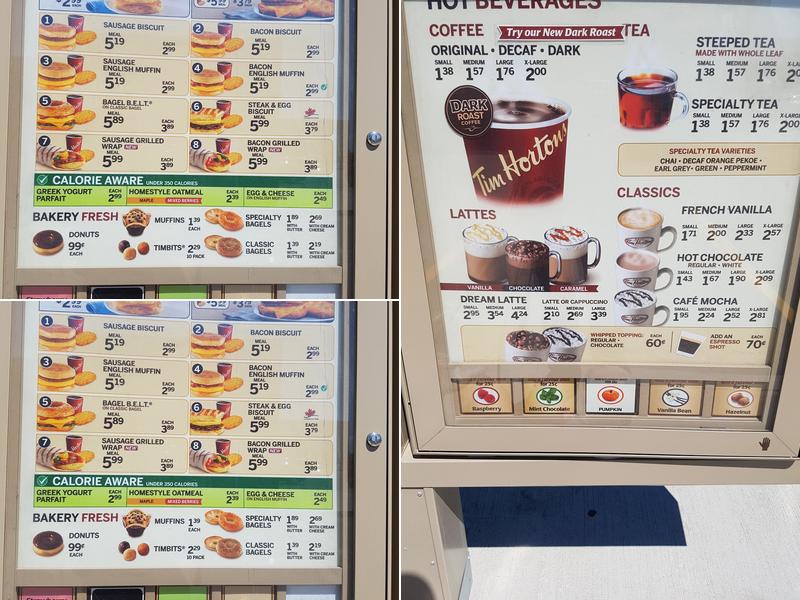 Tim Hortons Menu