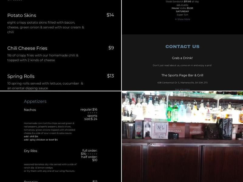 Sports Page Bar & Grill Menu