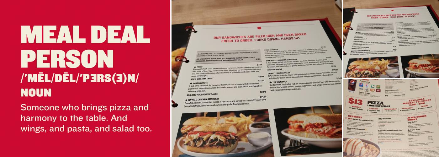 Boston Pizza Menu