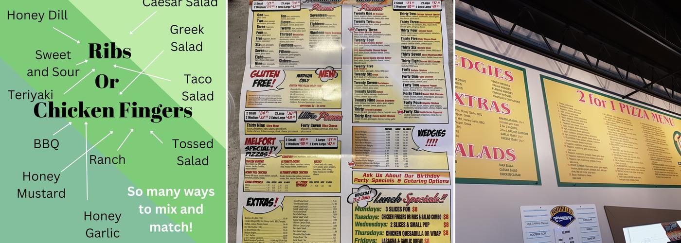 T J's Pizza Menu