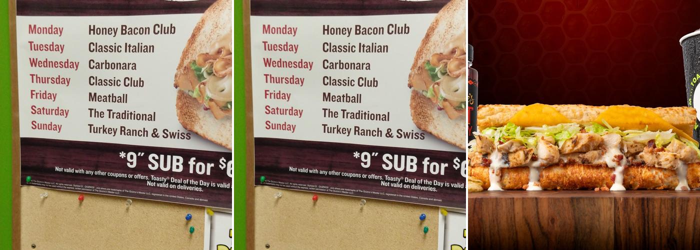 Quiznos Menu