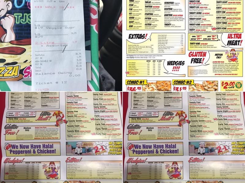TJ's Pizza Menu